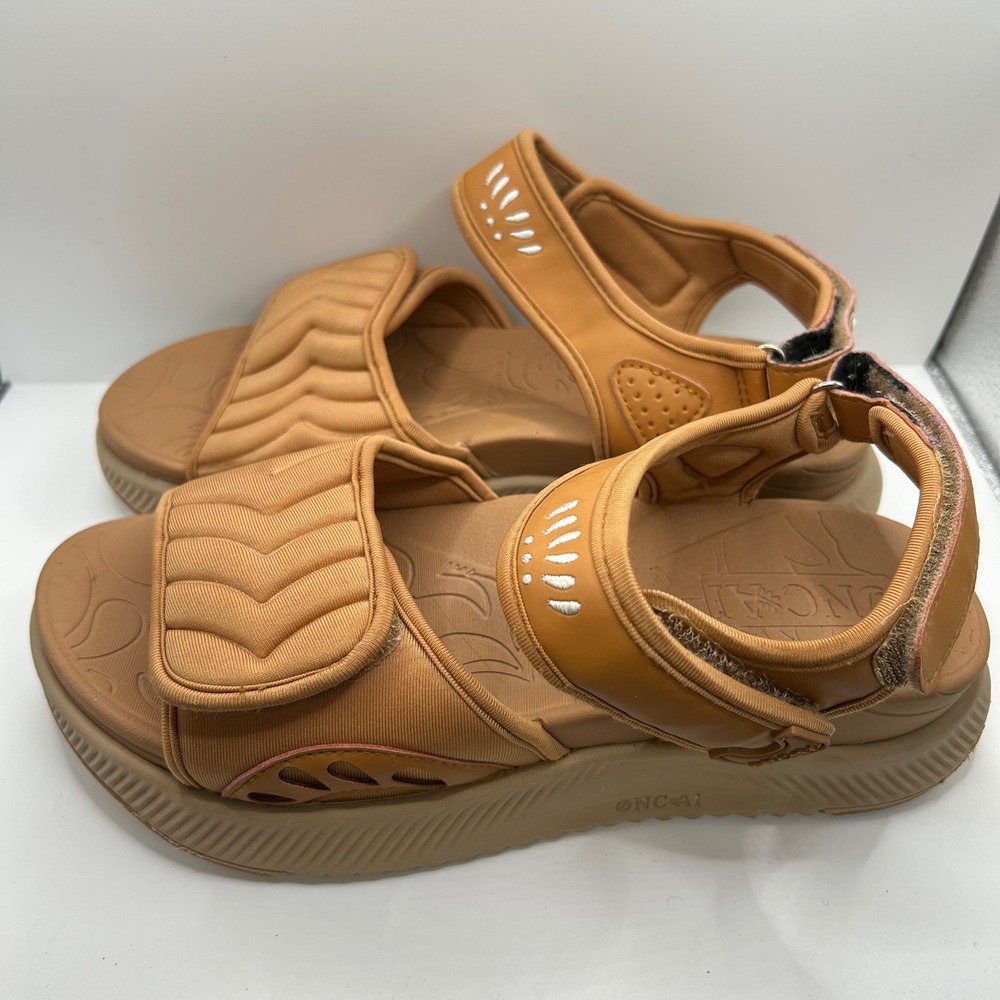 ONCAI Womens Tan Quilted Platform‎ Sports Sandals US 8.5 EU 39 Brown Strappy